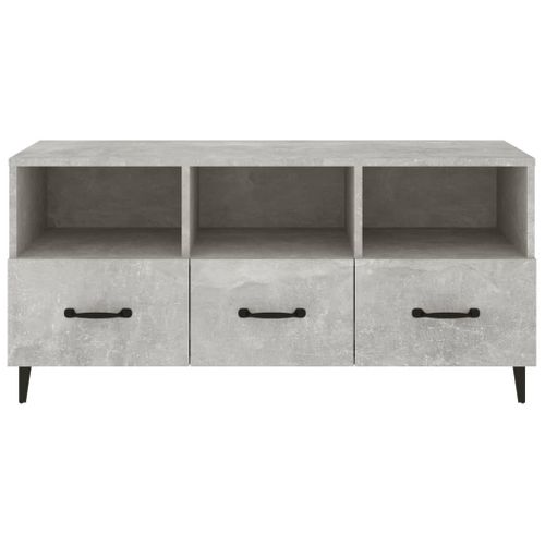 Meuble TV Gris Béton 102x35x50 Cm Bois Contreplaqué