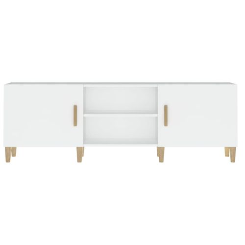 Meuble TV Blanc 150x30x50 Cm Bois Contreplaqué