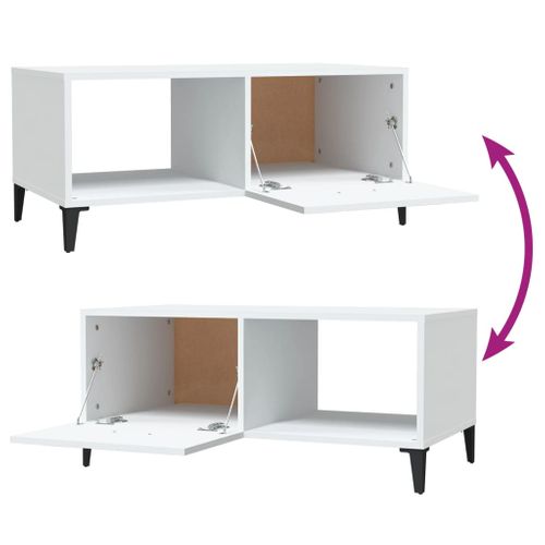 Table Basse Blanc 90x50x40 Cm Bois Contreplaqué