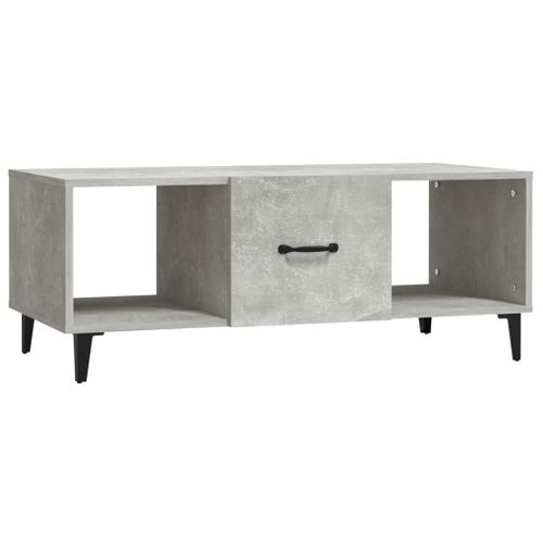 Table Basse Gris Béton 102x50x40 Cm Bois Contreplaqué