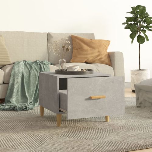 Table Basse Gris Béton 50x50x40 Cm Bois Contreplaqué