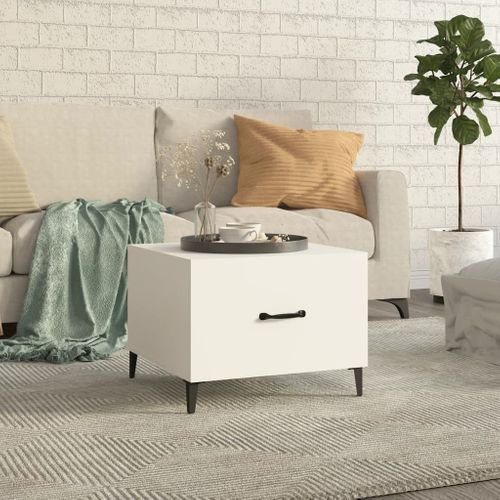 Table Basse Avec Pieds En Métal Blanc 50x50x40 Cm