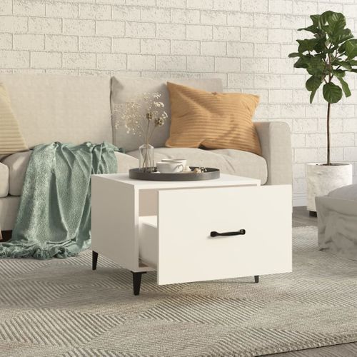 Table Basse Avec Pieds En Métal Blanc 50x50x40 Cm