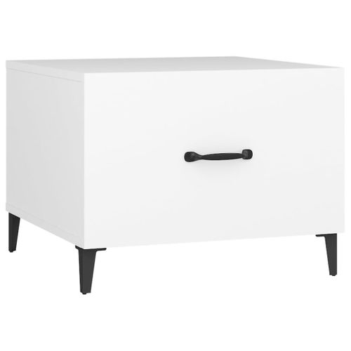 Table Basse Avec Pieds En Métal Blanc 50x50x40 Cm
