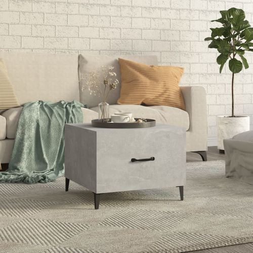 Table Basse Avec Pieds En Métal Gris Béton 50x50x40 Cm