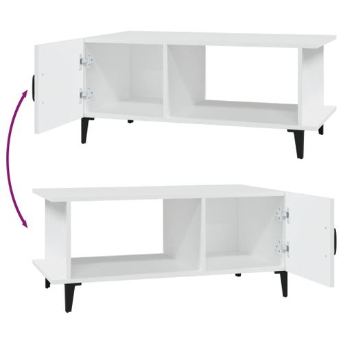 Table Basse Blanc 90x50x40 Cm Bois Contreplaqué