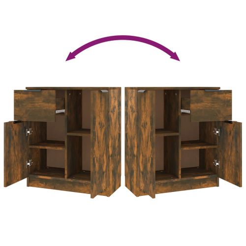 Buffet Chêne Fumé 60x30x70 Cm Bois Contreplaqué