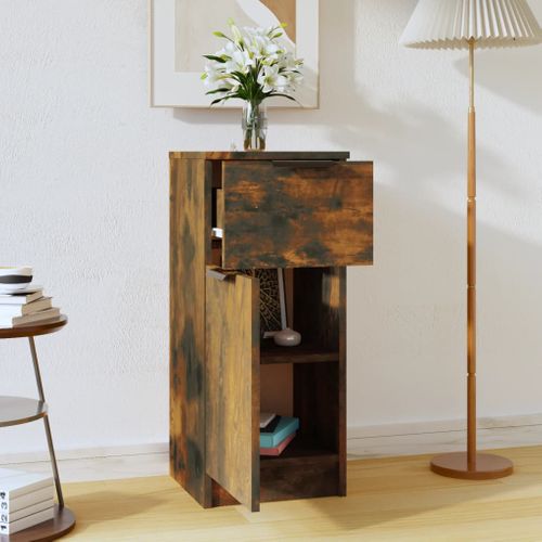 Buffet Chêne Fumé 30x30x70 Cm Bois Contreplaqué