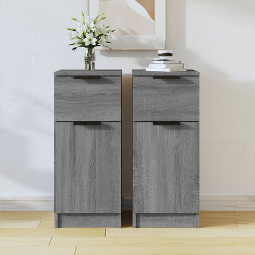 Buffets 2 Pièces Sonoma Gris 30x30x70 Cm Bois Contreplaqué