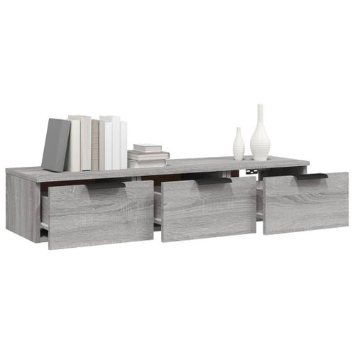 Armoire Murale Sonoma Gris 102x30x20 Cm Bois Contreplaqué