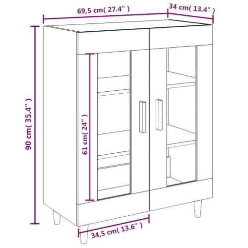 Buffet Sonoma Gris 69,5x34x90 Cm Bois Contreplaqué