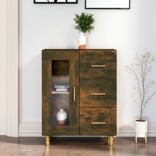 Buffet Chêne Fumé 69,5x34x90 Cm Bois Contreplaqué