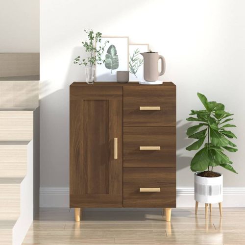 Buffet Chêne Marron 69,5x34x90 Cm Bois Contreplaqué