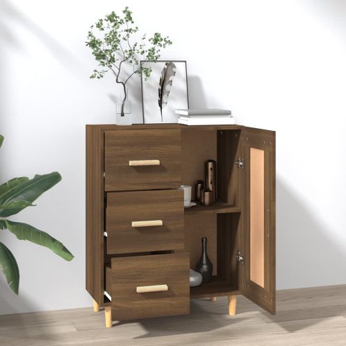 Buffet Chêne Marron 69,5x34x90 Cm Bois Contreplaqué