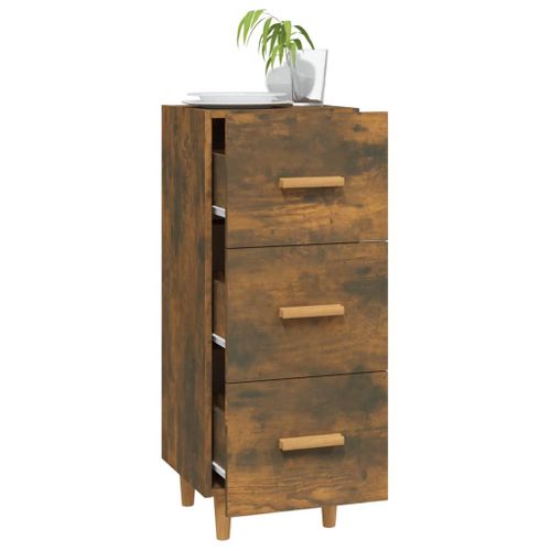 Buffet Chêne Fumé 34,5x34x90 Cm Bois Contreplaqué