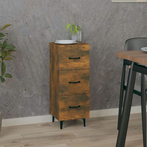 Buffet Chêne Fumé 34,5x34x90 Cm Bois Contreplaqué