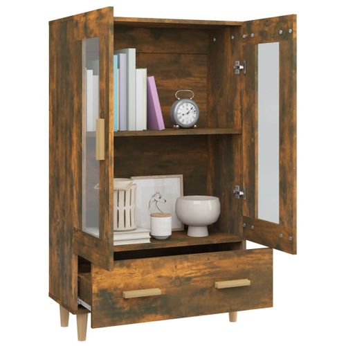 Buffet Haut Chêne Fumé 70x31x115 Cm Bois Contreplaqué