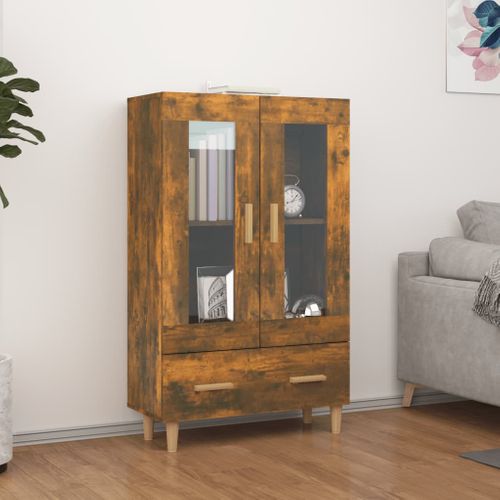Buffet Haut Chêne Fumé 70x31x115 Cm Bois Contreplaqué