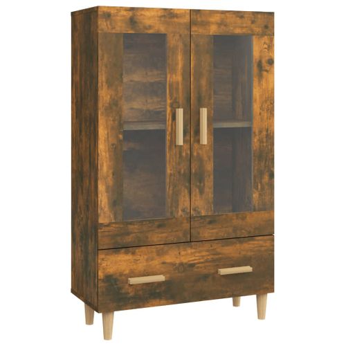 Buffet Haut Chêne Fumé 70x31x115 Cm Bois Contreplaqué