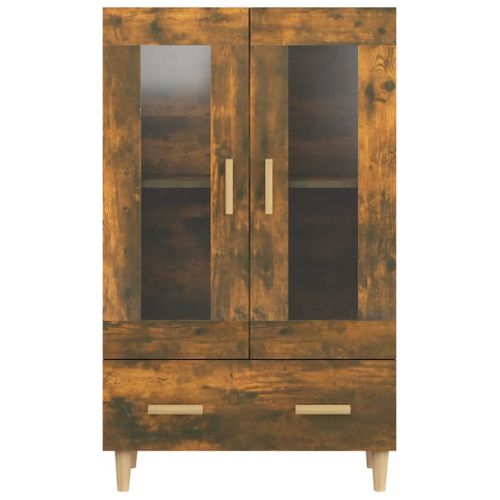 Buffet Haut Chêne Fumé 70x31x115 Cm Bois Contreplaqué