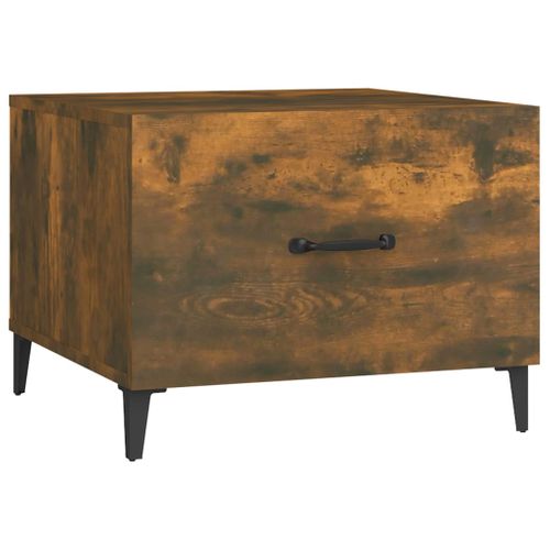 Table Basse Avec Pieds En Métal Chêne Fumé 50x50x40 Cm