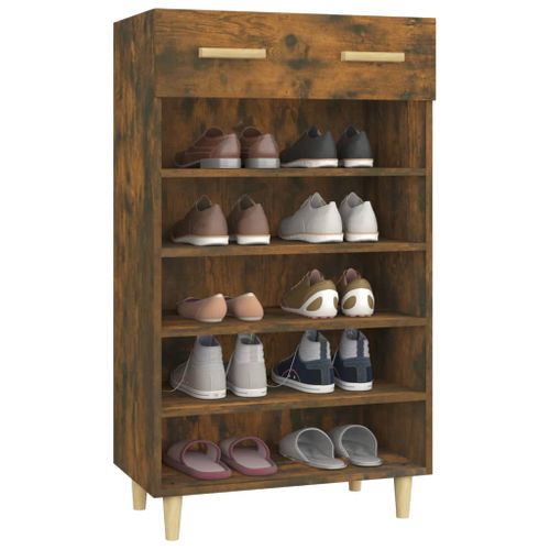 Meuble à Chaussures Chêne Fumé 60x35x105 Cm Bois Contreplaqué