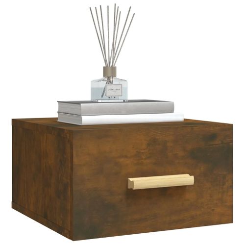 Table De Chevet Murale Chêne Fumé 35x35x20 Cm