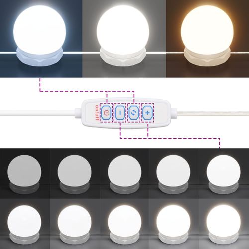 Ensemble De Coiffeuse Avec LED Noir Bois Contreplaqué