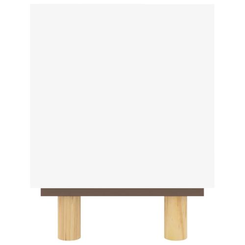 Meuble TV Blanc 105x30x40cm Bois De Pin Massif Et Rotin Naturel