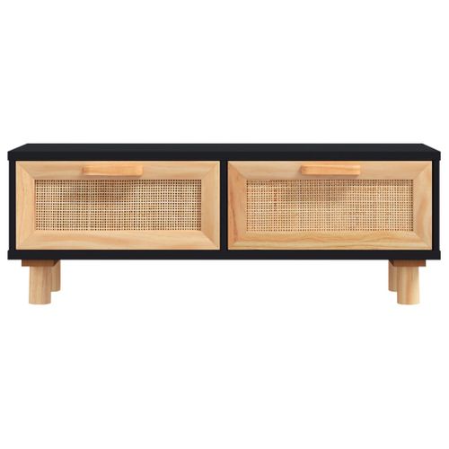Table Basse Noir 80x40x30 Cm Bois D'ingénierie Et Pin Massif