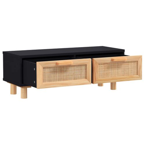 Table Basse Noir 80x40x30 Cm Bois D'ingénierie Et Pin Massif