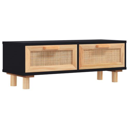 Table Basse Noir 80x40x30 Cm Bois D'ingénierie Et Pin Massif