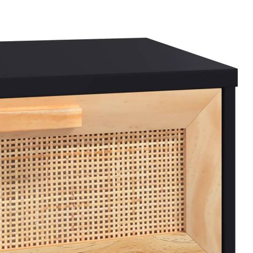 Table Basse Noir 80x40x30 Cm Bois D'ingénierie Et Pin Massif