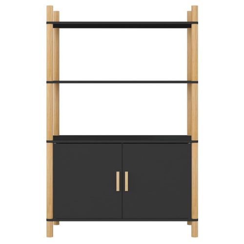 Buffet Haut Noir 80x40x121 Cm Bois Contreplaqué