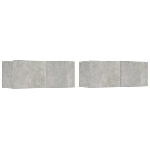 Ensemble De Meubles TV 4 Pièces Gris Béton Bois Contreplaqué