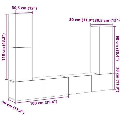 Ensemble De Meubles TV 4 Pièces Chêne Sonoma Bois Contreplaqué