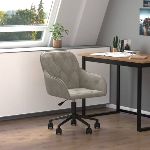 Chaise Pivotante De Bureau Gris Clair Velours