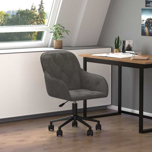 Chaise De Bureau Pivotante En Velours Gris Foncé, Cadre En Métal, Ergonomique