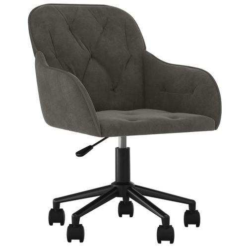 Chaise De Bureau Pivotante En Velours Gris Foncé, Cadre En Métal, Ergonomique