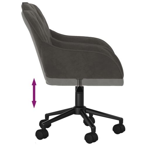 Chaise De Bureau Pivotante En Velours Gris Foncé, Cadre En Métal, Ergonomique