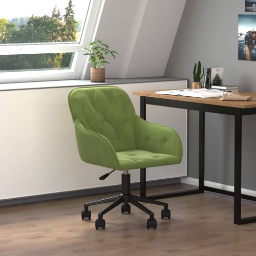 Chaise Pivotante De Bureau Vert Clair Velours
