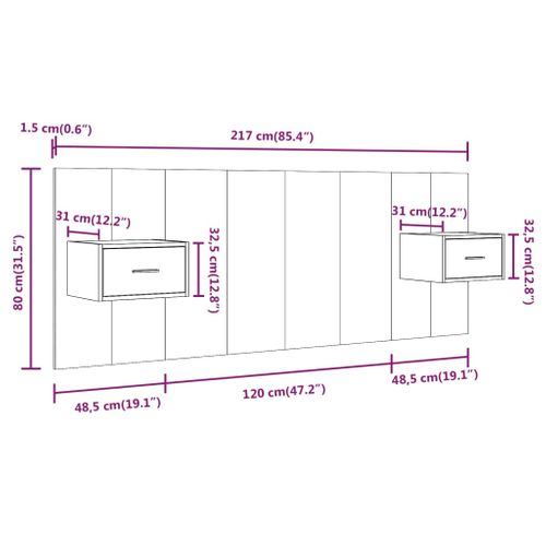 Tête De Lit Avec Armoires Chêne Sonoma Bois Contreplaqué