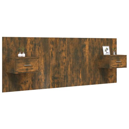 Tête De Lit Avec Armoires Chêne Fumé Bois Contreplaqué