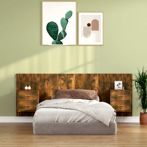 Tête De Lit Avec Armoires Chêne Fumé Bois Contreplaqué