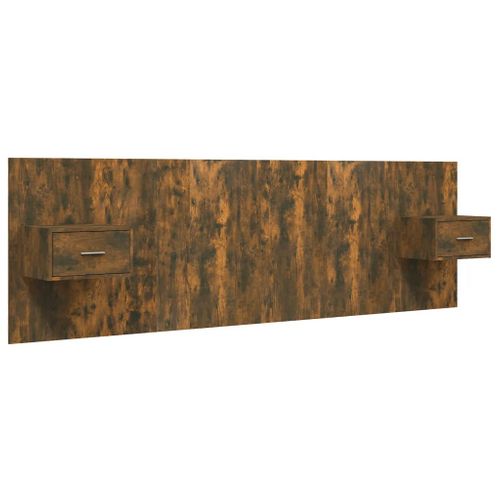 Tête De Lit Avec Armoires Chêne Fumé Bois Contreplaqué