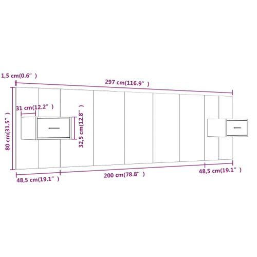 Tête De Lit Avec Armoires Chêne Fumé Bois Contreplaqué