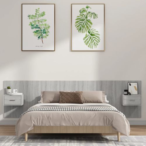 Tête De Lit Avec Armoires Gris Sonoma Bois D'ingénierie