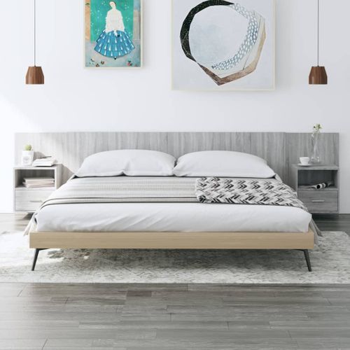 Tête De Lit Avec Armoires Sonoma Gris Bois Contreplaqué