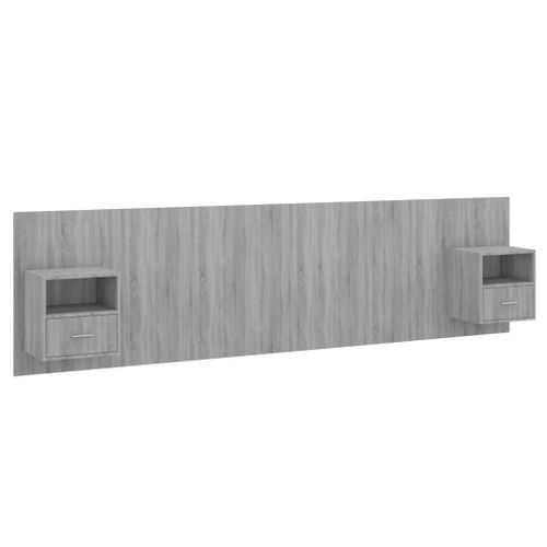 Tête De Lit Avec Armoires Sonoma Gris Bois Contreplaqué