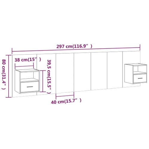 Tête De Lit Avec Armoires Sonoma Gris Bois Contreplaqué